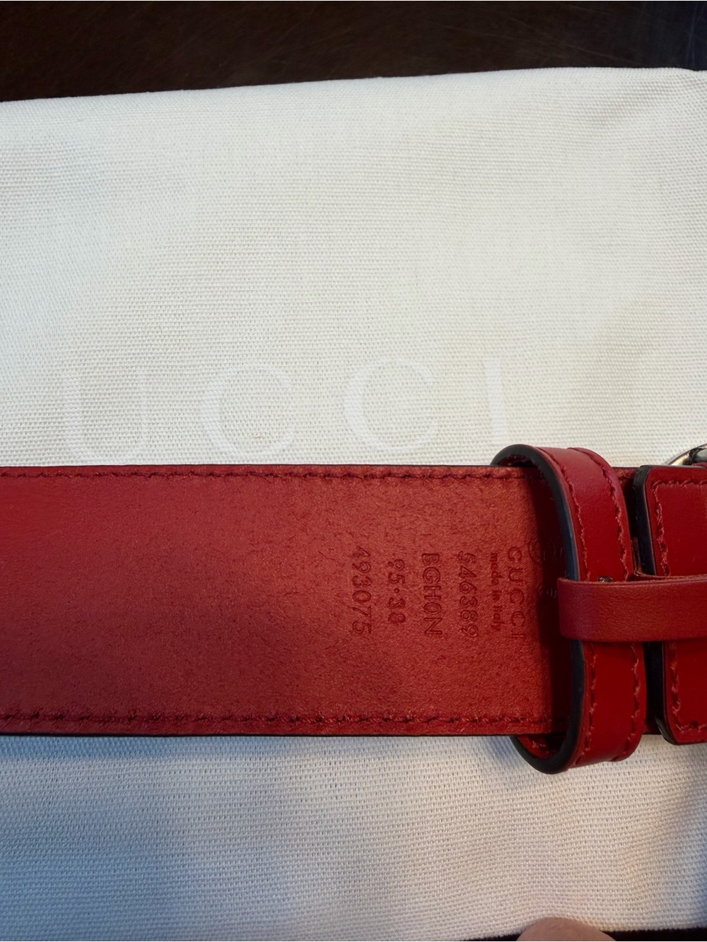 New Gucci GG Logo Belt Red Size 38 / 95 cm Fits a Waist 34 - 38 - Picture 8 of 13